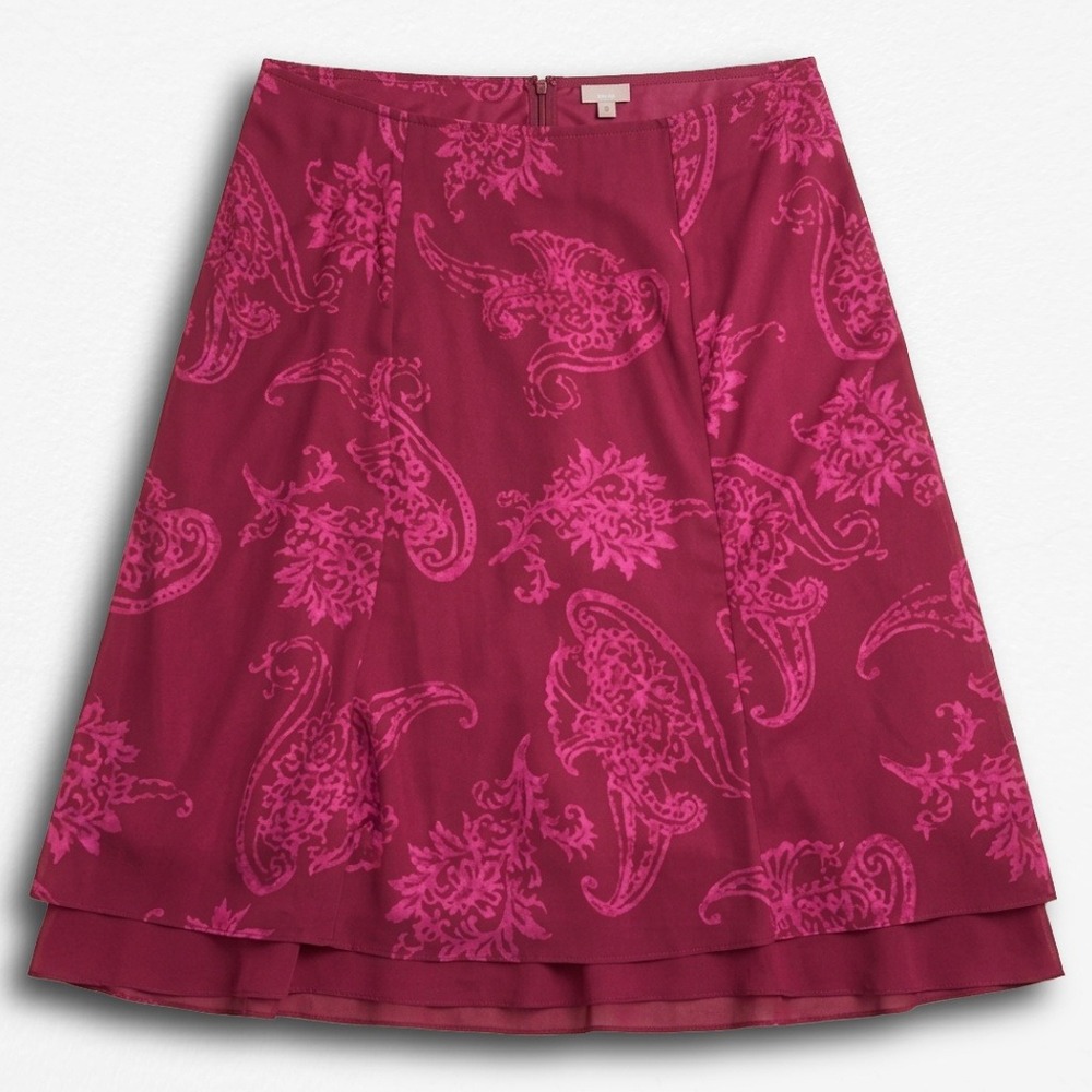 True Beauty by Emme Womens Plus Size 20‎ Berry Paisley Chiffon A-Line Midi Skirt